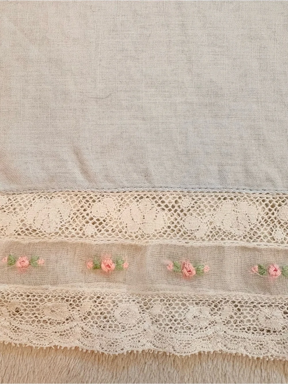 Light Blue Decorative Pillow Sham with Lace Trim - for Baby or Boudoir